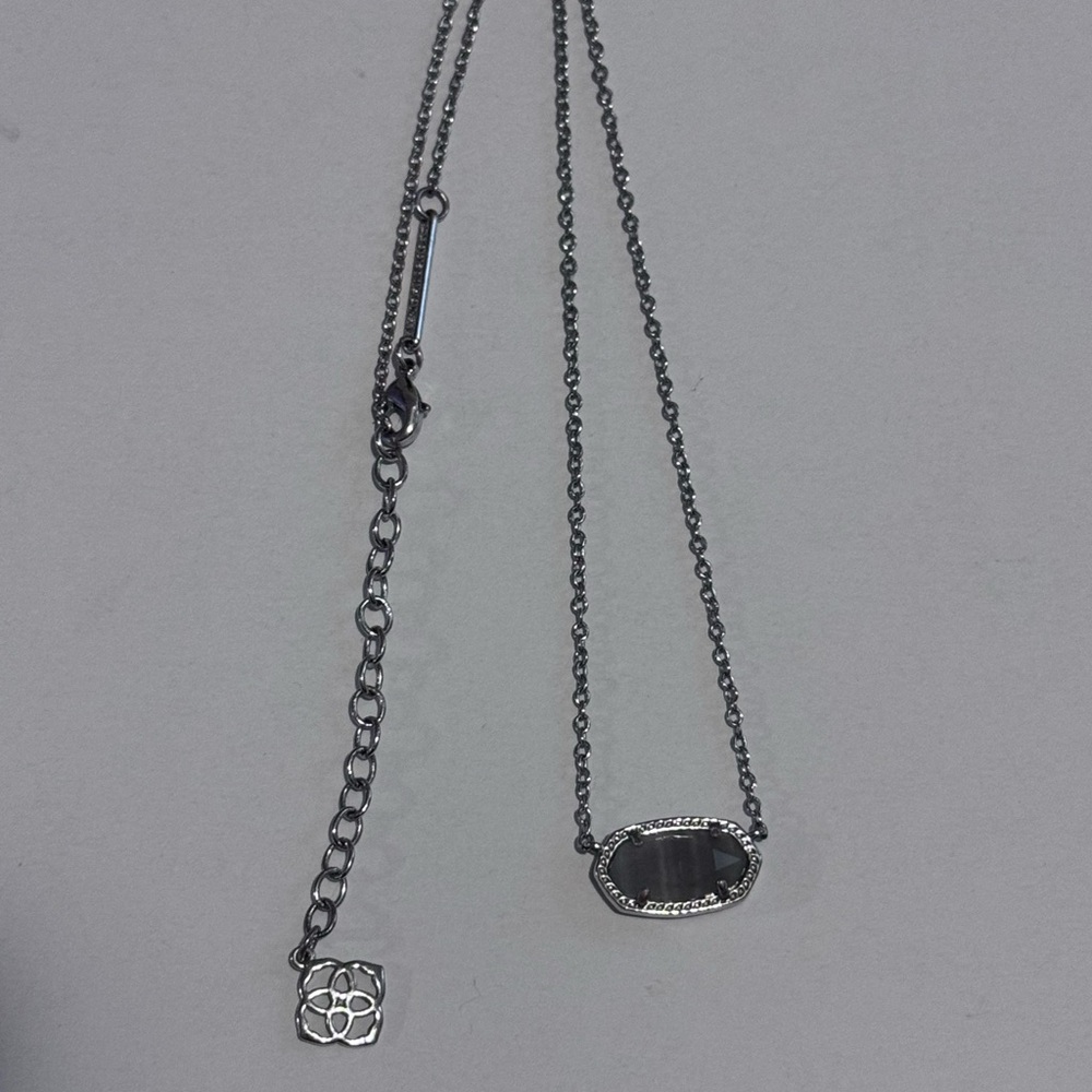 Kendra Scott Elisa Slate Cat eye grey stone pendant necklace